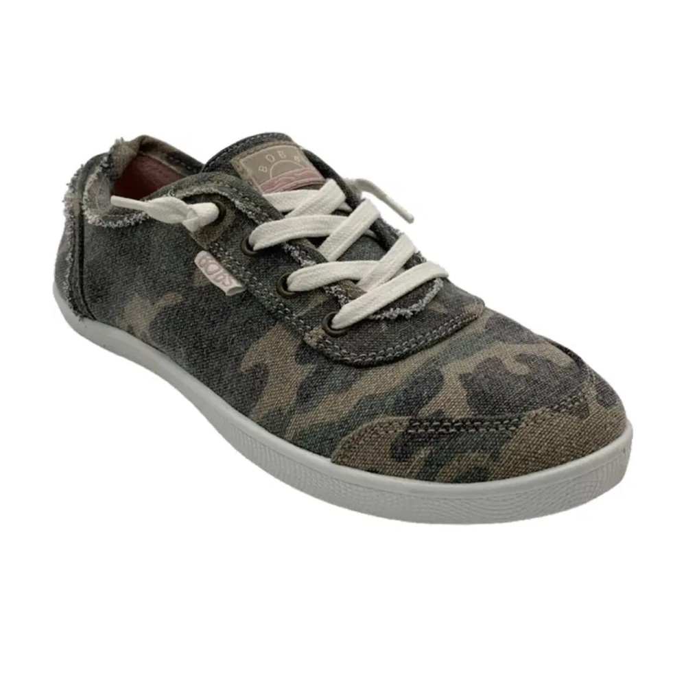 Skechers BOBS B Cute Frayed Canvas Slip-Ons Camoflague Troop Cutie Sneakers